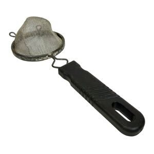 Vintage Sieve Strainer Screen Sifter 2-3/4" Basket Black Plastic Handle 9.5"